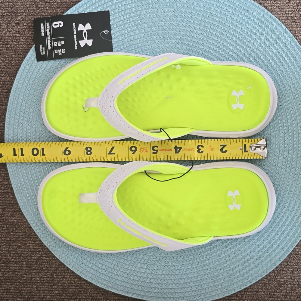 UNDER ARMOUR BRAND WOMEN'S FLORESCENT YELLOW FLIP-FLOPS SANDALS SIZE 6 - Picture 11 of 16
